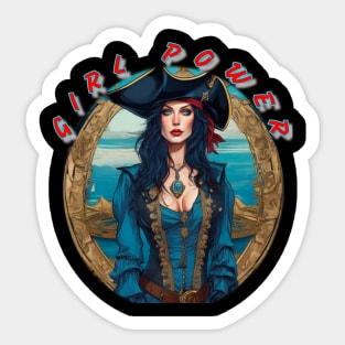 Girl power, blue eyed pirate lady Sticker